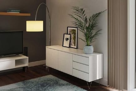 White 2-Door Sideboard, 3 Drawers