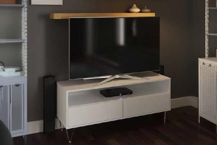 White TV Stand, High Gloss Storage