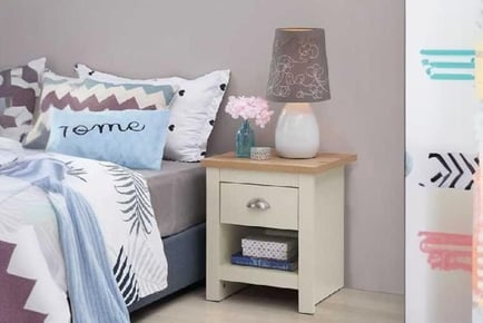 Bedside Table with Drawer & Open Storage