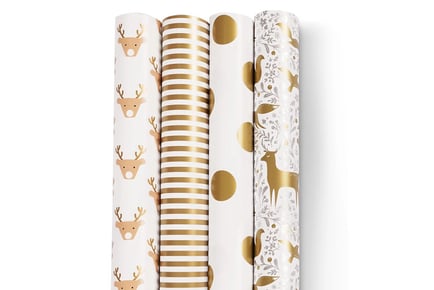 4 Pack Christmas Wrapping Paper - 3 Designs!