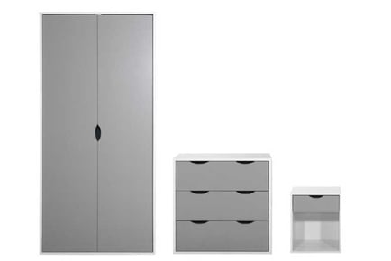 Bedroom Set - Wardrobe, 3 Drawer Chest & Nightstand - 2 Colours