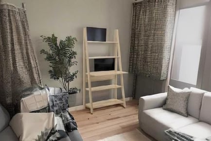 Office Desk with Ladder Shelving