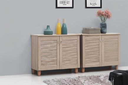 Shoe Cabinet with 2 Slatted Doors