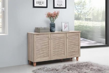 Shoe Cabinet with 3 Slatted Doors