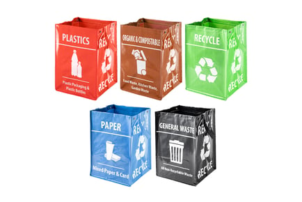 Pack of 5 Heavy-Duty Recycling Bags