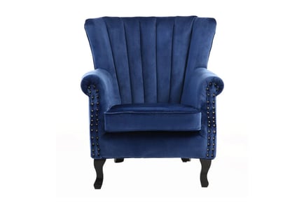 Velvet Upholstered Wingback Armchair - Royal Blue