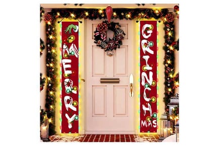 Christmas Door Banner with LED Light