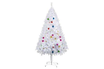 6ft White PVC Xmas Tree w/ Ornaments