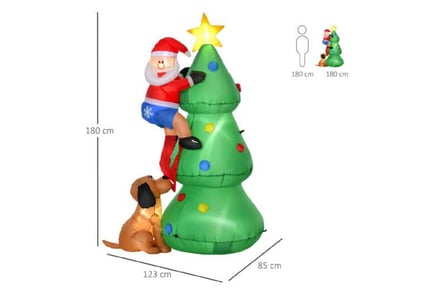 6ft Inflatable Xmas Tree w/ Santa & Dog