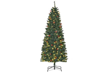 6ft Pre-Lit Pencil Tree w/ LED & Berries