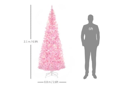 7ft Prelit Slim Pencil Tree - Pink