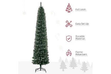 7.5ft Snow Dipped Pencil Tree - Green