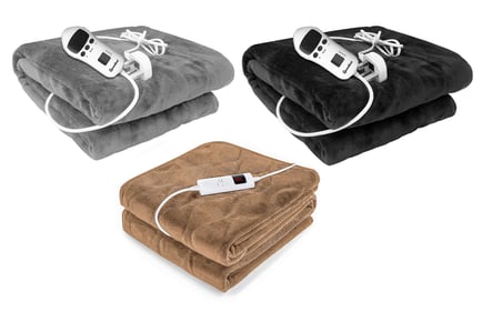 XL Fleece Heated Blanket - Black, Silver, or Natural