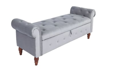 Vintage Grey Ottoman Storage Bench