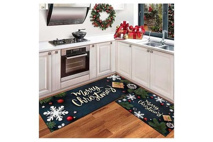 2Pcs Christmas Non-Slip Kitchen Door Mat