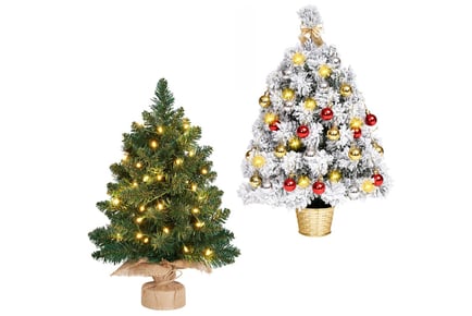 Mini Christmas Tree with LED Lights & Snow Flock - 2 Colours