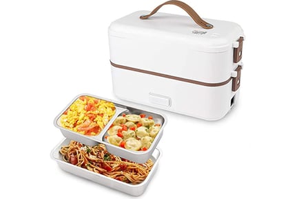 Double-Layer Portable Stainless Steel Electric Lunch Box!