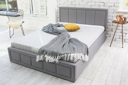 Ottoman Storage Fabric Bed Frame - Grey, Plush Black or Charcoal