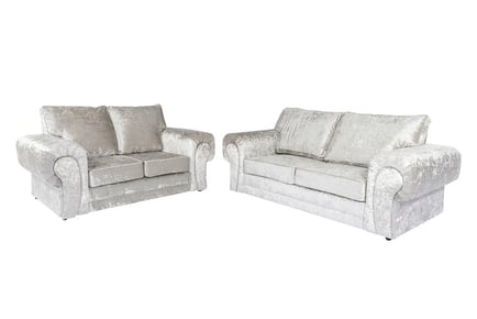 Verona Silver Crushed Velvet Sofa Set - 3 Options