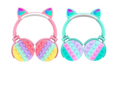 Rainbow Pop-On-It Fidget Bluetooth Headphones - Pink or Blue