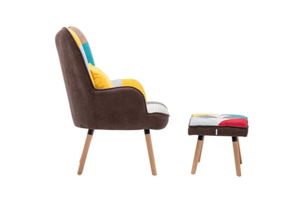 Multicolour Patchwork Wingback Armchair Set