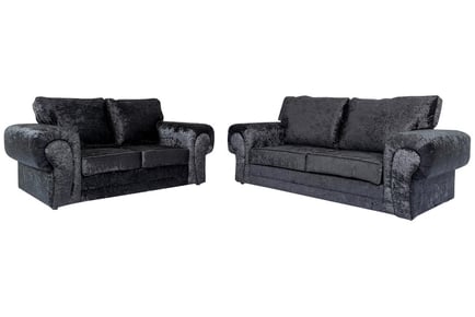 Verona Black Crushed Velvet Sofa Set - 5 Options