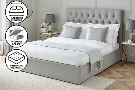 Middleton Grey Ottoman Storage Bed with Optional Mattress - 6 Sizes