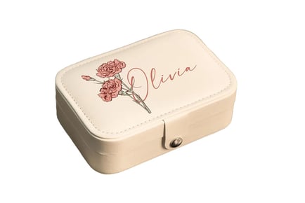 Personalised Jewellery Box with Name and Birth Month Flower - 6 Colours