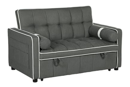 Two-Seater Linen-Look Sofa Bed - Charcoal Grey or Light Grey