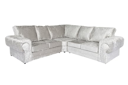 Upholstered Verona Silver Crushed Velvet Sofa Set Pieces - 4 options