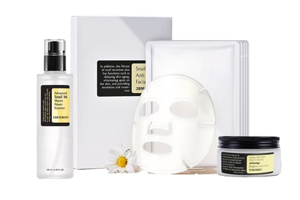 Advanced Snail Mucin Skincare Bundle - 5 Face Masks, Collagen Cream & Power Essence Serum