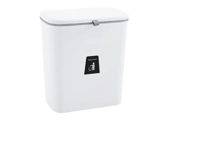 9L Hanging Trash Can With Inner Bucket and Lid - White