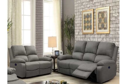 Linen Electric Reclining Sofa Set