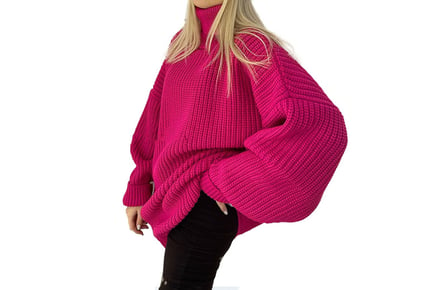 Women's High Neck Loose Knitted Jumper - 4 Sizes & 4 Colours