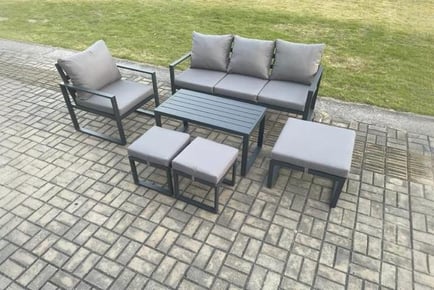 Aluminium 7-Seater Garden Set Grey