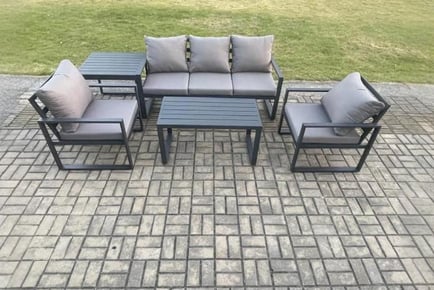 5-Seater Aluminium Sofa Set Grey