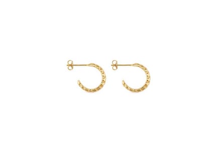 Elk & Bloom Exquisite Chunky 14K Ribbed Gold Hoop Earrings