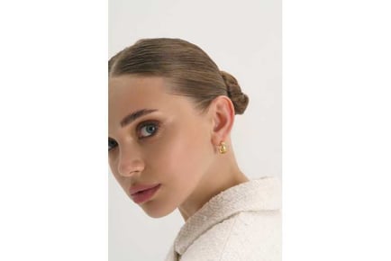 Chunky 14K Ribbed Gold Hoop Earrings