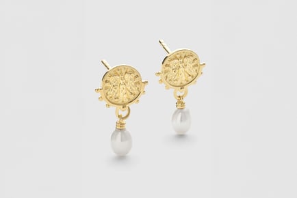 Elk & Bloom Radiant Pearl Gold Goddess Drop Earrings