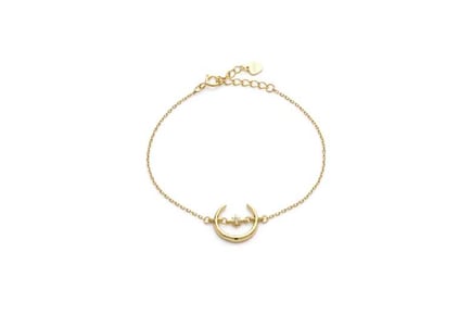 Elk & Bloom Dazzling 14k Gold Crescent Moon & Star Bracelet