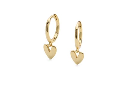 Elk & Bloom 14k Gold Love Heart Hoop Earrings