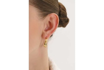 Chunky 14K Gold Oval Hoop Earrings