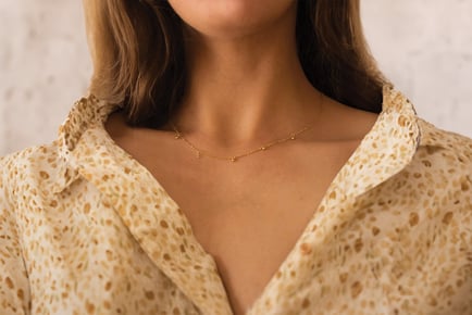 Elk & Bloom Luxurious 14K Gold Beaded Drop Choker Necklace