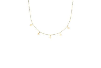 Elk & Bloom Elegantly Dainty 14K Gold Cross Choker Necklace