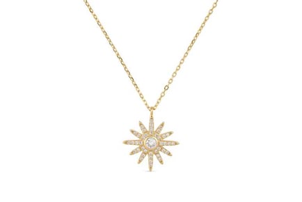 Elk & Bloom Glamorous 14K Gold Star Sun Necklace