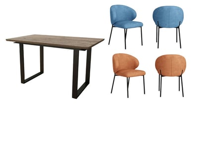 Extending Dining Table with 6 Velvet Chairs - 2 Options & 2 Colours