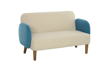 Retro Two-Seater Velvet-Feel Mid-Century Sofa - Blue or Orange