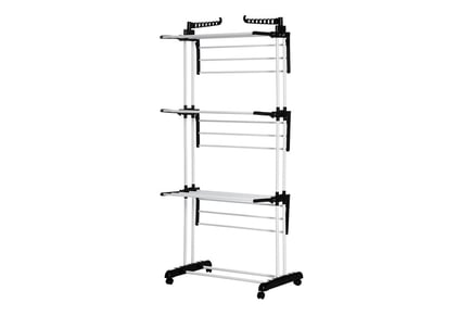 4-Tier Foldable Steel Clothes Drying Rack, Black or Blue