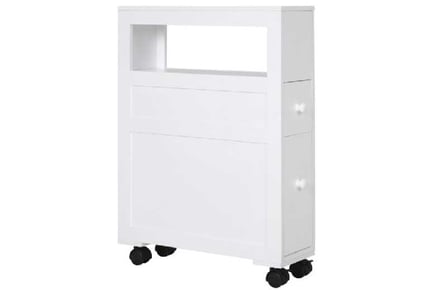 Chic & Compact Rolling Side Cabinet - White