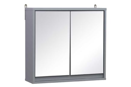 Stylish Grey Wall-Mounted Mirror Cabinet